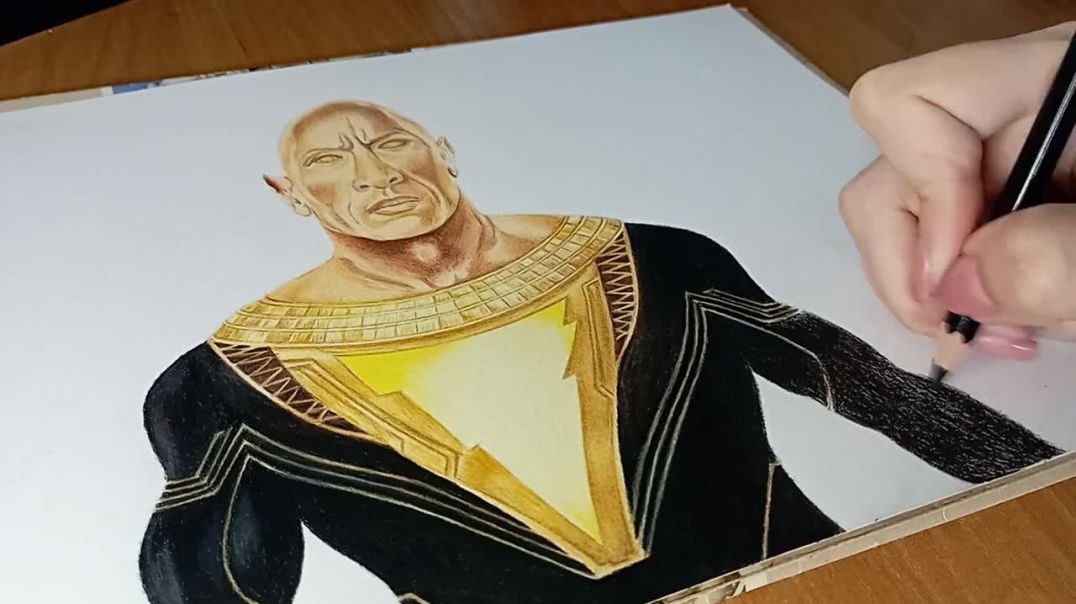 Drawing Black Adam pencils